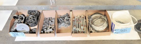 Lot-Beam Clamps, Cement Anchors, Hardware, etc. in (5) Boxes and (1) Pail on Floor Under (1) Bench