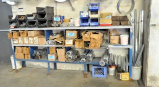 Lot-Misc. Hardware, Duct Cleats S Drive, Damper Quads, Roof Supports on (3) Shelves