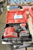 Milwaukee Cat. No, 2853-20, 18-Volt Cordless Driver Gun with (1) Battery, (1) Charger and Case