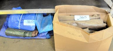 Lot-Various Plastic Tarps on Floor and in (1) Box Under (1) Bench