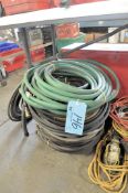 Lot-Various Air Hose and Water Hose on Floor Under (1) Table