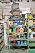 Lot-Various Spools of Wire on (6) Shelves