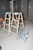 Lot-(2) 4' Aluminum Step Ladders and (1) Pail Tipper