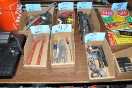 Lot-Drill Punches, Allen Wrenches, Files, Wheel Dressers, Wrenches, and Grinder Guards in (8) Boxes