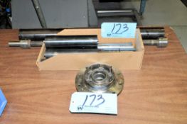 Lot-Various Traub Machine Parts in (1) Box and on Floor Under (1) Table