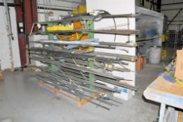 Lot-Various Alloy Hollow Tube Stock with Double Sided Cantilever Rack