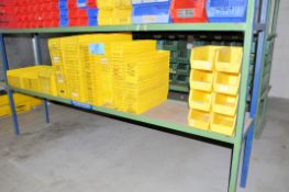 Lot-Plastic Parts Bins on (1) Shelf, (Rack Not Included)