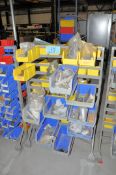 Portable Parts Bin Rack with Bins and Misc. Contents