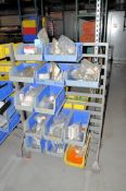 Portable Parts Bin Rack with Bins and Misc. Contents