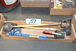 Lot-(1) Drum Deheader Tool and (3) Magnets in (1) Box on Floor Under (1) Table