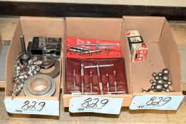 Lot-Telescoping Gages, Precision Check Balls, and Misc. in (3) Boxes on Lower Shelf