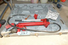 Sunex Model 4910A, 10-Ton Capacity Hydraulic Ram Kit with Case, on Floor Under (1) Table