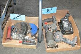 Lot-(1) Porter Cable Cordless Reciprocating Saw, (1) Light, (1) Charger and (1) Battery, Etc.