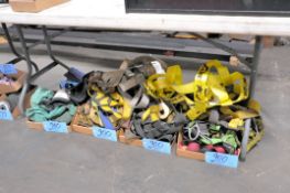 Lot-Safety Harnesses and Safety Apparel in (5) Boxes on Floor Under (1) Table