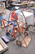 Lot-(1) 4-Wheel Barrel Cart, (1) 2-Wheel Hand Cart, (1) 2-Wheel Tank Cart, and (1) Waste Can Dolly