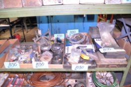 Lot-Various Welding Supplies, Accessories, Utility Wire, etc. on (1) Shelf