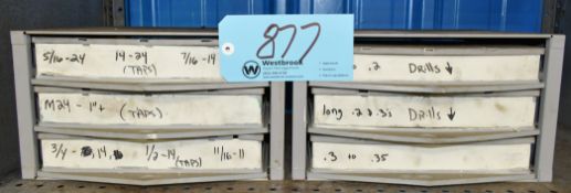 Lot-(1) 3-Drawer Organizer Cabinet with Taps Contents, and (1) 3-Drawer Organizer Cabinet with Drill