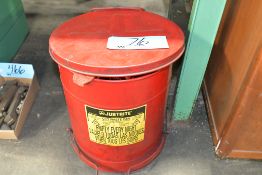 Just-Rite Oily Rag Safety Can on Floor Under (1) Bench