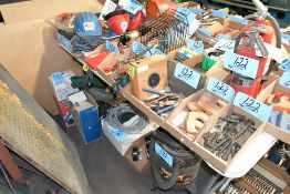 Lot-Funnels, Gloves, Knives, Chalk Lines, Saw Handles, Shim Stock, Oilers, Fire Extinguishers, Etc.