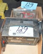 Lot-(1) Sears 12-Volt x 10-Amp Capacity Battery Charger and Vehicle Battery Cables
