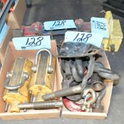 Lot-(2) Small Stock Lifting Magnets, Crane Hooks, Fork Attachment, Etc.