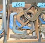 Lot-Various C-Clamps in (1) Box on Floor Under (1) Table