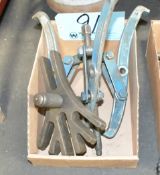 Lot-(2) Various Puller Tools in (1) Box on Floor Under (1) Table