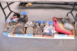 Lot-Various Abrasive Disks, Grinding Wheels, etc. in (11) Boxes on Floor Under (1) Table