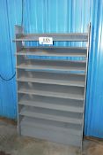 Lot-(1) 3-Shelf Unit, (1) Slant Shelving Unit, and (1) Short 2-Door Cabinet