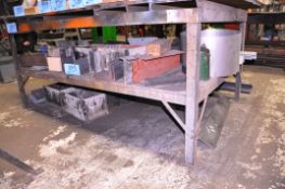 Lot-Various Alloy Stock Cutoffs on Floor Under (2) Layout Tables