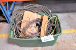 Lot-Various Wire in (1) Tote on Floor Under (1) Rack