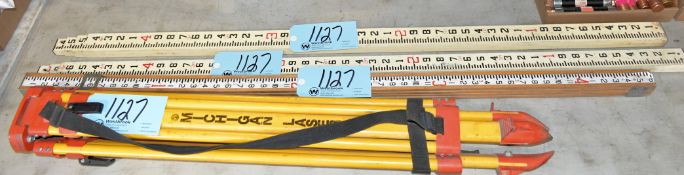 Lot-(1) Michigan Laser Tripod and (3) Adjustable Measuring Sticks