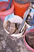 Lot-(2) Ratcheting Chain Hoists in (1) Pail