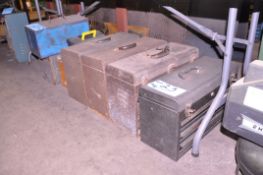 Lot-(7) Various Tool/Tote Boxes on Floor Under (1) Table