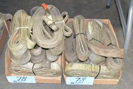 Lot-Cloth Strap Slings in (2) Boxes on Floor Under (1) Table