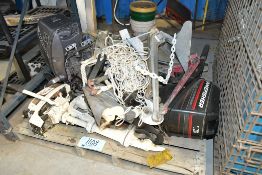Lot-(5) Various Gas Powered Outboard Motors on (1) Pallet on Floor Under (1) Rack