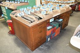 Lot-(1) Section Shelving, (2) Hardwood Top Work Benches and (1) Desk