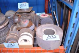 Lot-Various Grinding Wheels in (3) Boxes on (1) Shelf