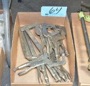 Lot-Various Vise Grip Welding Clamps on (1) Box on Floor Under (1) Table