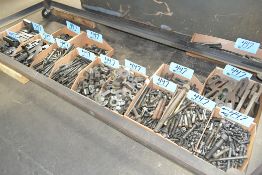 Lot-Various Hold Down Tooling in (15) Boxes on Floor Under (1) Layout Table