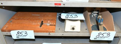 Lot-(1) Starrett No. 445 Depth Micrometer, (1) Buffalo No. 1-A Vibrator, and (2) Micrometer Stands