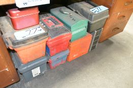 Lot-Various Tool Tote/Boxes on Floor Under (1) Desk