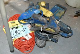 Lot-Various Extension Cords on Floor Under (1) Table