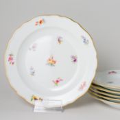 Meissen 6 x Vorspeiseteller Streublümchen 1. Wahl Knaufzeit, 1815-1924