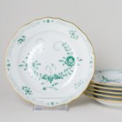 Meissen 6 x Teller Indisch Grün Leicht 2. Wahl nach 1934