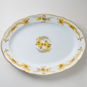 Meissen Platte oval Hofdrache Gelb Goldgeschuppt 1. Wahl Pfeifferzeit, 1924-1934 