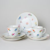 Meissen 2 x Kaffeegedeck 3 tlg. Streublümchen 2. Wahl nach 1934