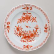 Meissen Speiseteller Indisch Koralle 2. Wahl Pfeifferzeit, 1924-1934 