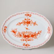 Meissen Platte oval Indisch Koralle 2. Wahl Pfeifferzeit, 1924-1934