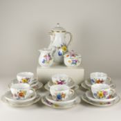 Meissen Kaffeeservice für 6 Personen (21 Teile) Bunte Blume Bukett 1. Wahl nach 1934